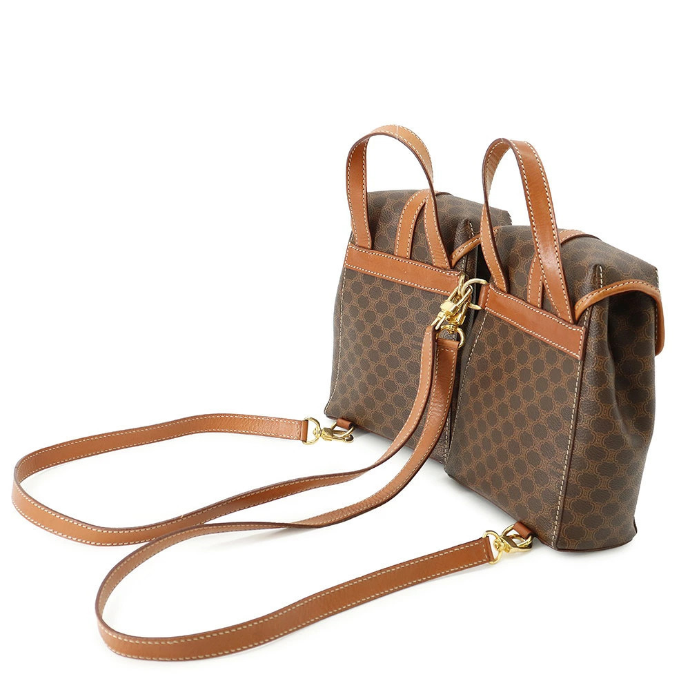 Celine Bag Leather Macadam Backpack Twin Brown